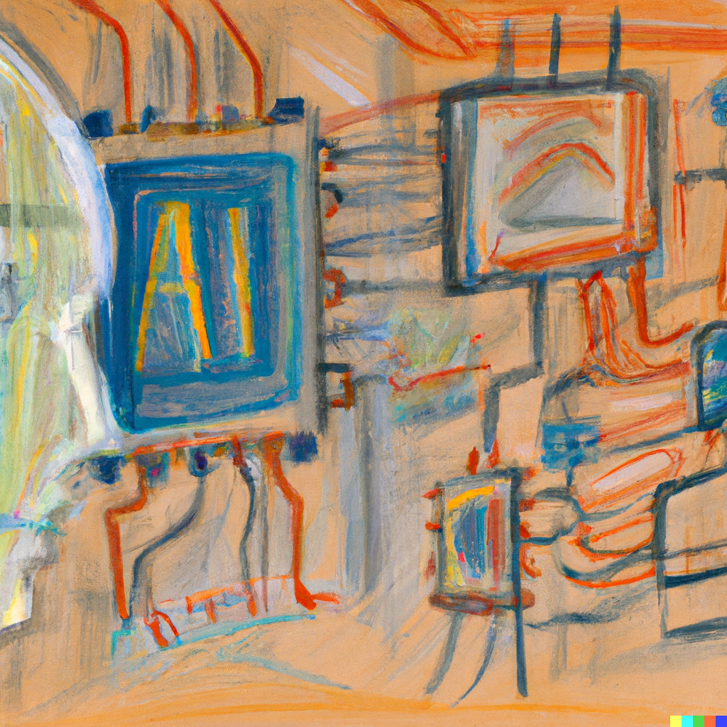 DALL·E 2023 09 20 13.08.25 artificial intelligence represented by a computer system oil pastel
